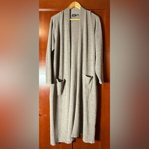 Cyrus Taupe Long Open Front Cardigan With Pockets Size 2X